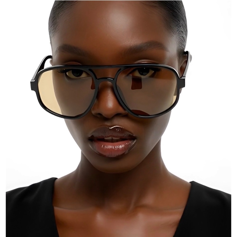 Luxur Female Sunglasses Women Black Frame Brown Lenses Style Ladys Oversized New